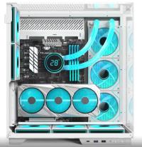 POWERBOOST JBST-PBA100W ECLIPSE BEYAZ 8*ARGB Fan Triple Temperli Cam Type-C Ahşap Mid-T Seaview ATX Gaming Kasa Akvaryum
